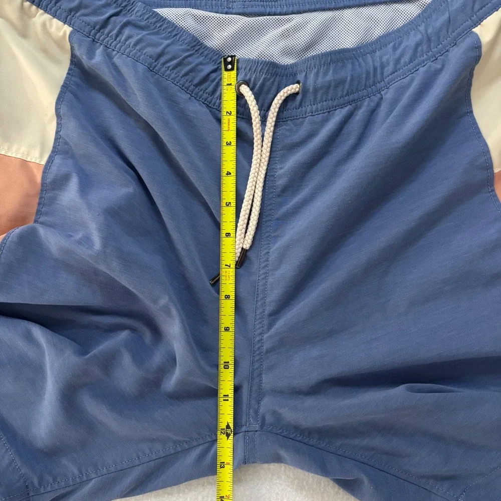 Faherty Brand Beacon Trunk Blue Colorblock Swim Shorts Mens XL Recycled Blend